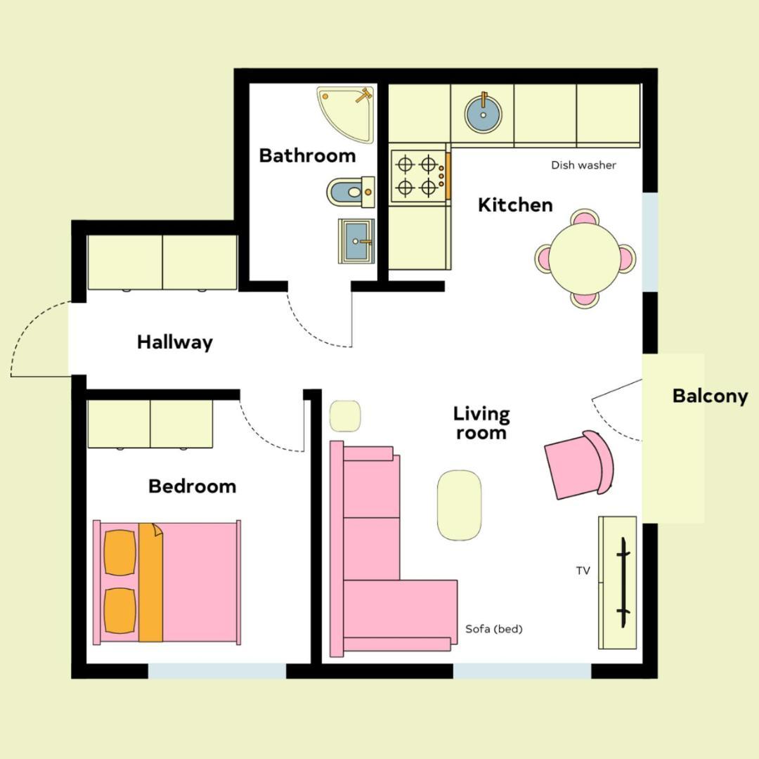 Candy-Colored Two-Room Condo With Sweet Views Helsinki Bilik gambar